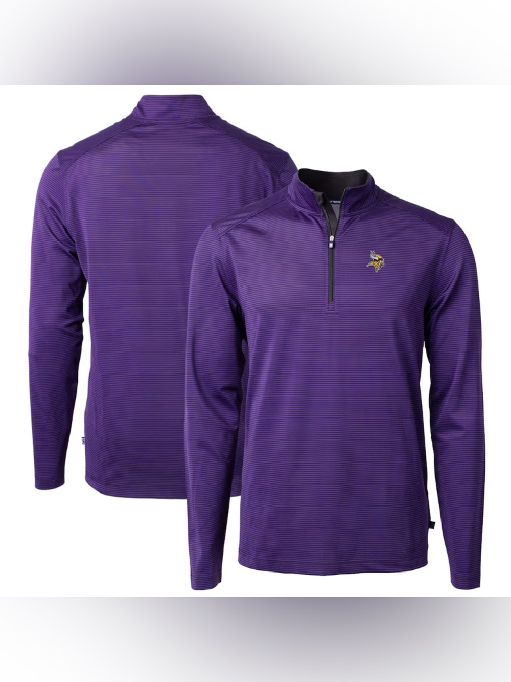 Minnesota Vikings Cutter & Buck NFL Virtue Eco Pique Stripe Quarter-Zip Pullover - Picture 3 of 10